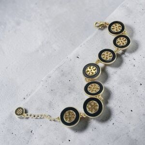 Tory Burch Gold and Black Circle Bracelet